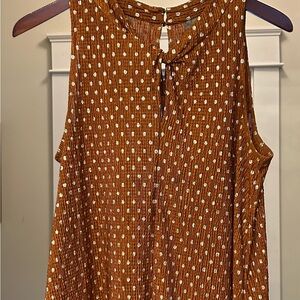 Anthropologie Rust Polka-Dot Tie-Neck Sleeveless Camisole